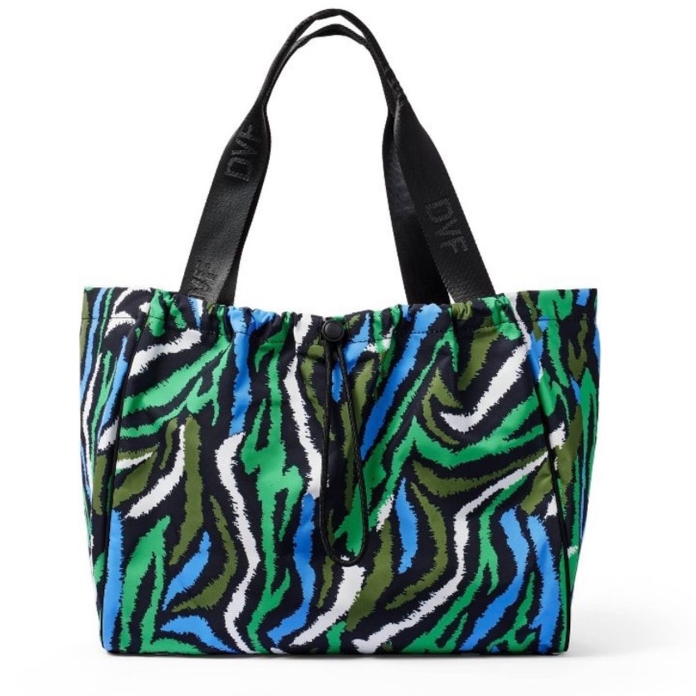 DVF Disco Zebra Green Tote Bag